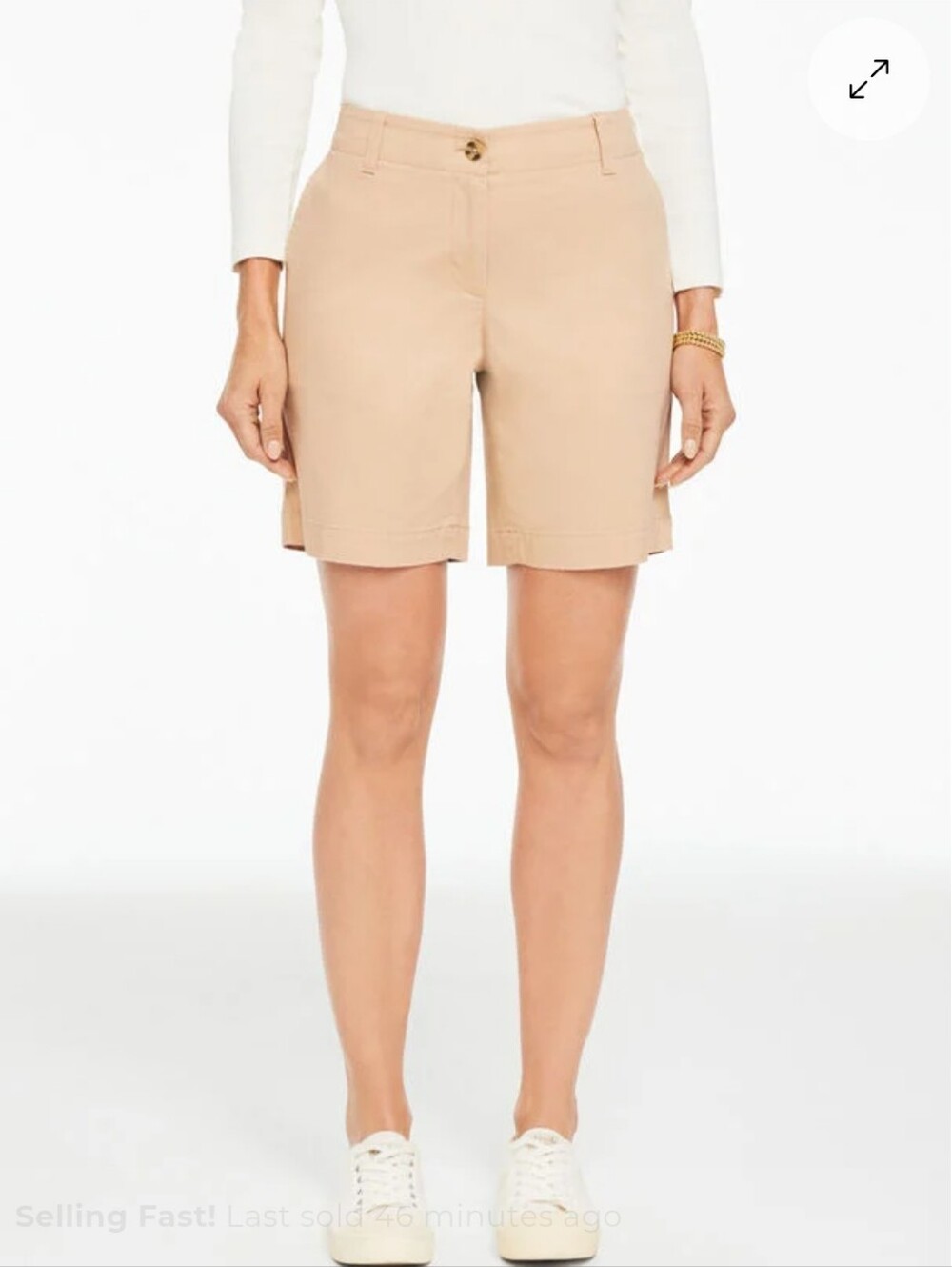 NWT Talbots Women's Petite Relaxed 6" Chino Khaki Shorts